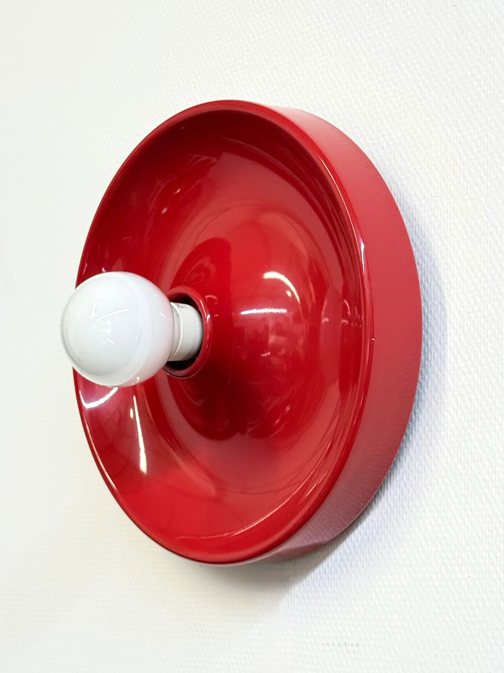 Red space age disc lamp by Enrico Tronconi