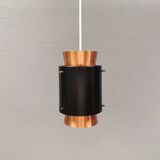 Small Danish hanging lamp from the 1980s in copper colour and black