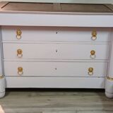 Empire Commode 19th Century - Couture Redesign "Marshmallow" & Gold Leaf