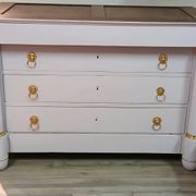 Commode Empire XIXe - Relooking Couture "Guimauve" & Feuille d'Or