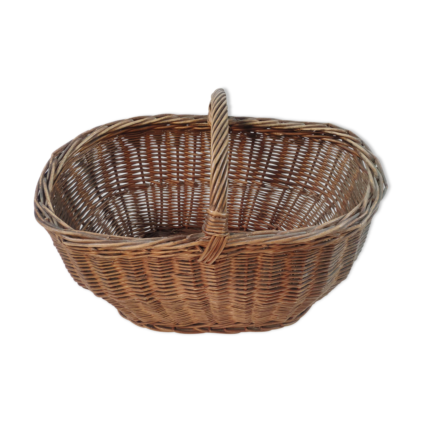 Old wicker basket with handle