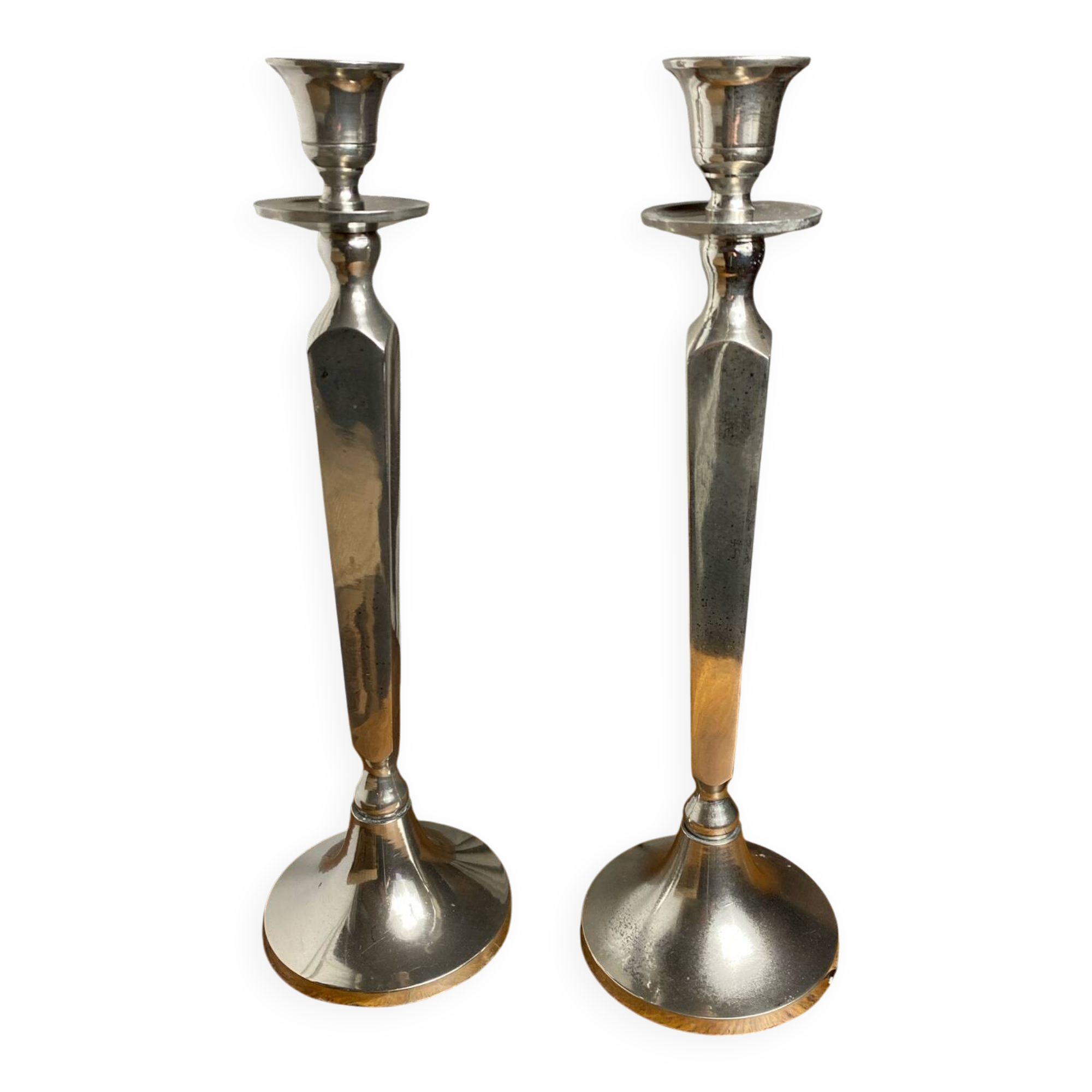 Pair of silver-plated candlesticks