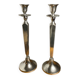 Pair of silver-plated candlesticks