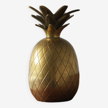 Mid-Century Gold Brass Candleholder Pineapple