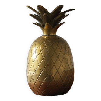 Mid-Century Gold Brass Candleholder Pineapple