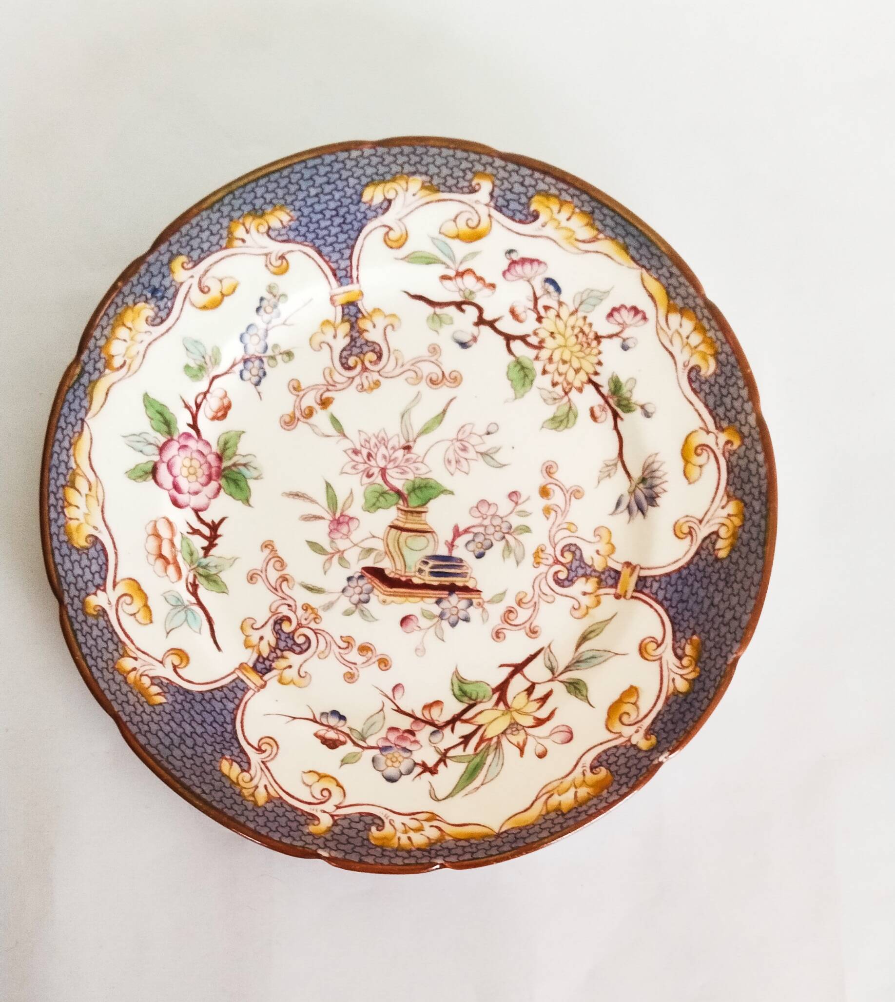 Porcelain dessert plate, Minton Decor 247, blue, Sarreguemines