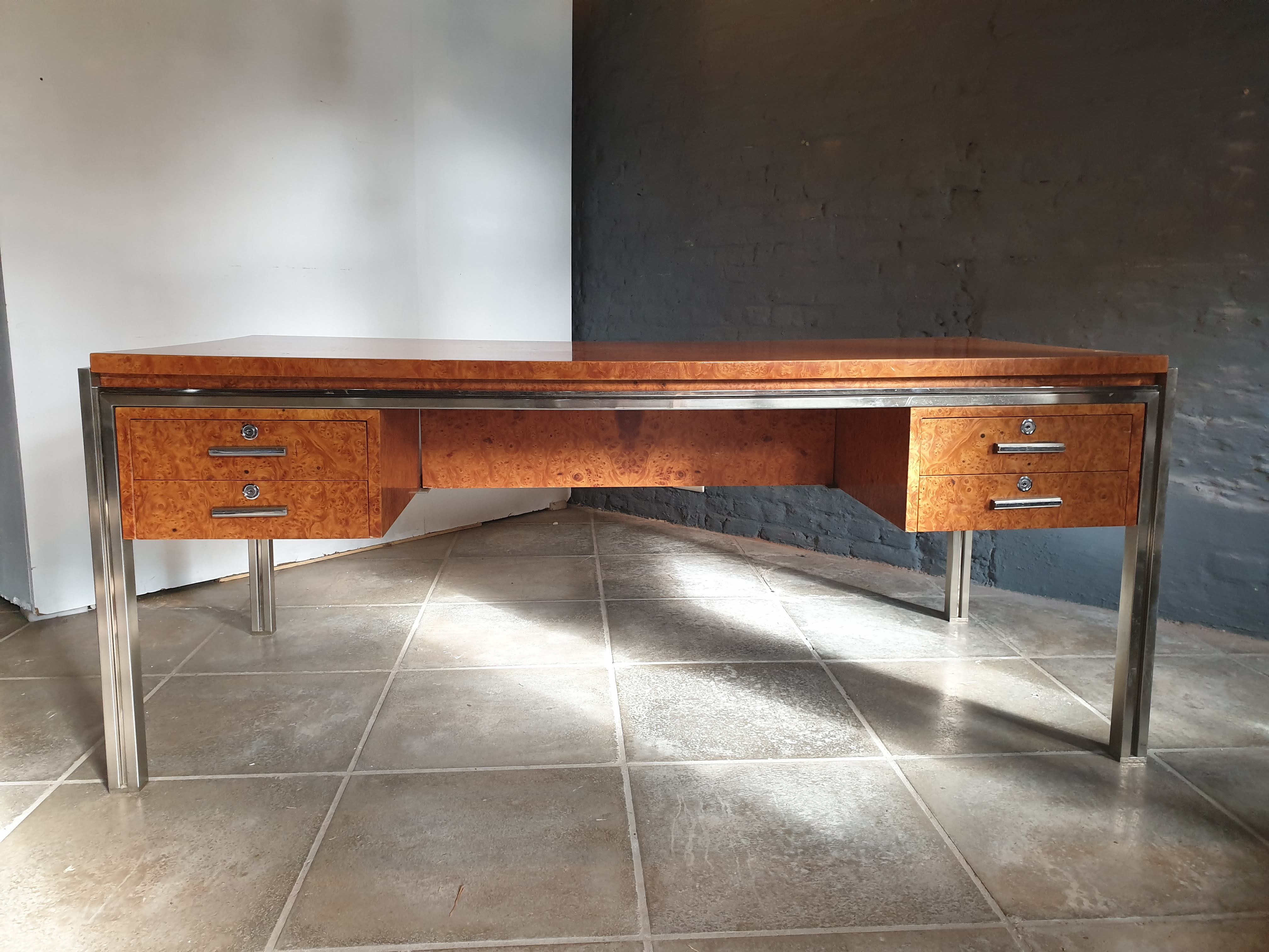 Large desk in burlwood