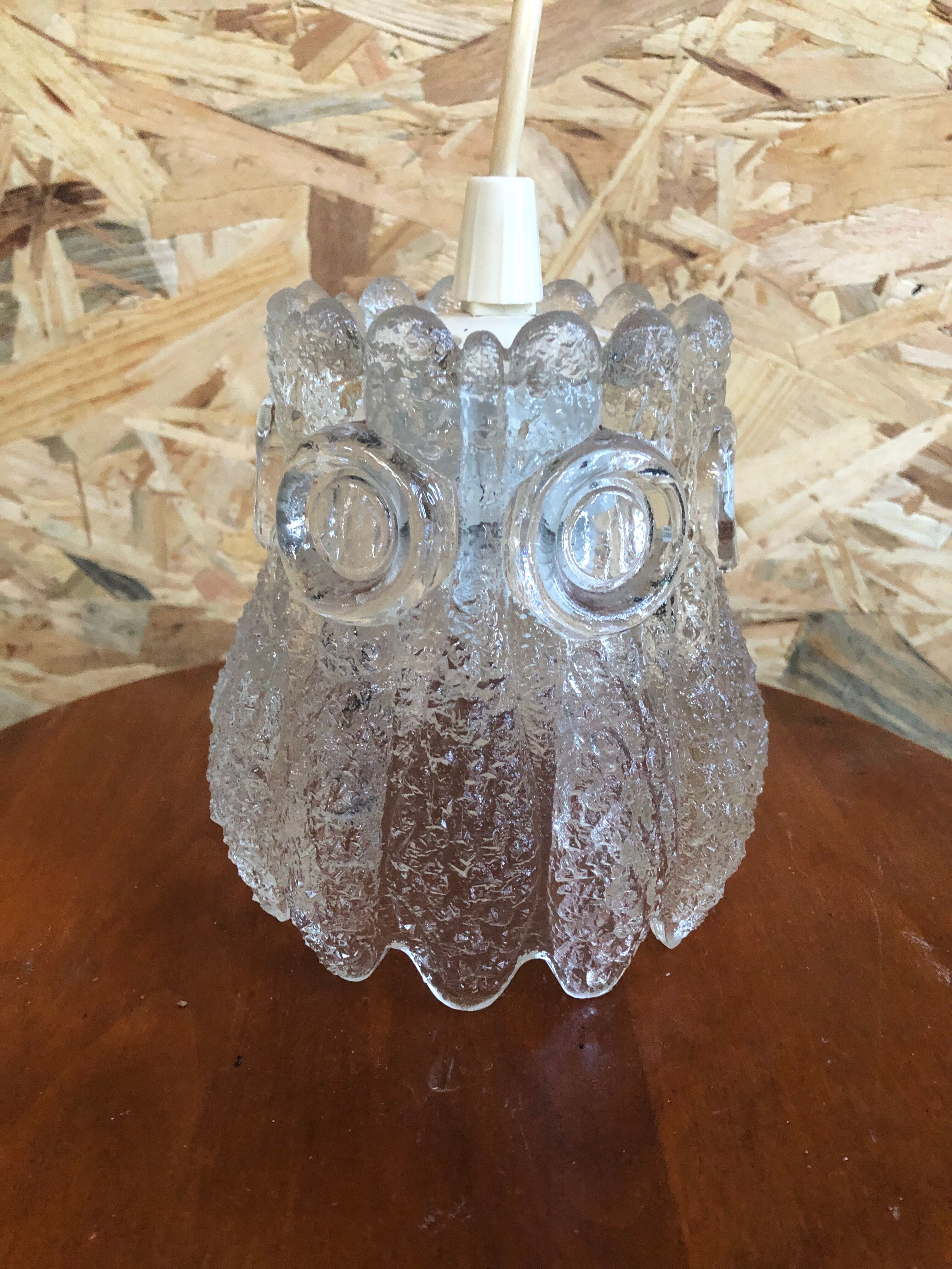 Old suspension glass molded shape flowers 70s vintage