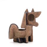 Cubic horse sculpture in painted ceramic, 1970s