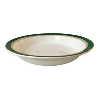 hollow dish Digoin Sarreguemines model "Martine" green and golden 50s