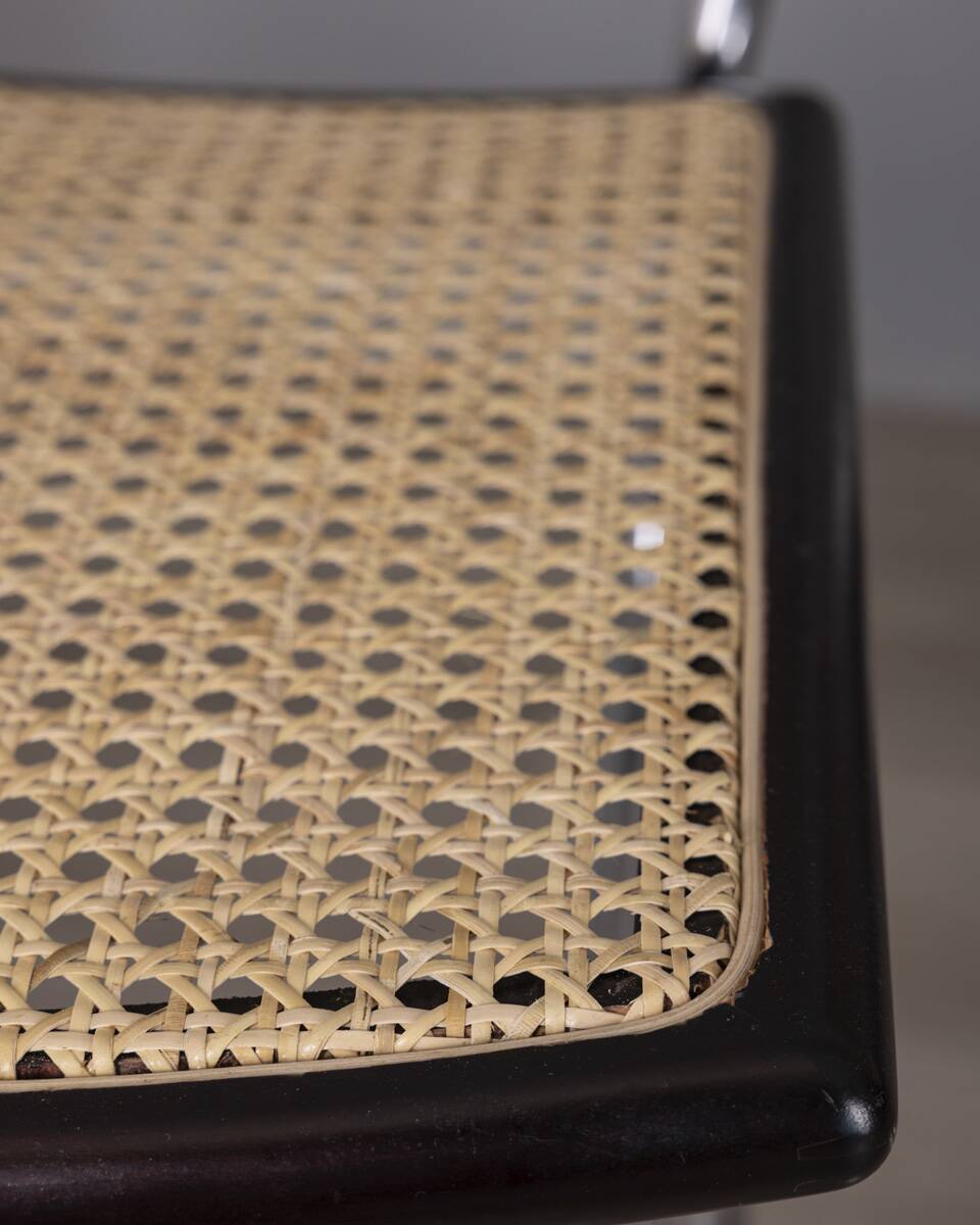 Set of 4 vintage 1960s metal and vienna straw chairs by italian design