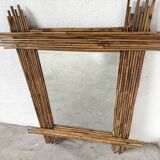 Pair of large vintage bamboo mirrors, 1970s