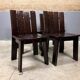 Chaises de salle à manger brutalistes et modernistes des années 70 en bois marron architectural
