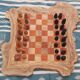 Rustic wooden chessboard