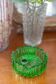 Green crystal bowl ashtray from the mid-20th century, Italy, 1970s.