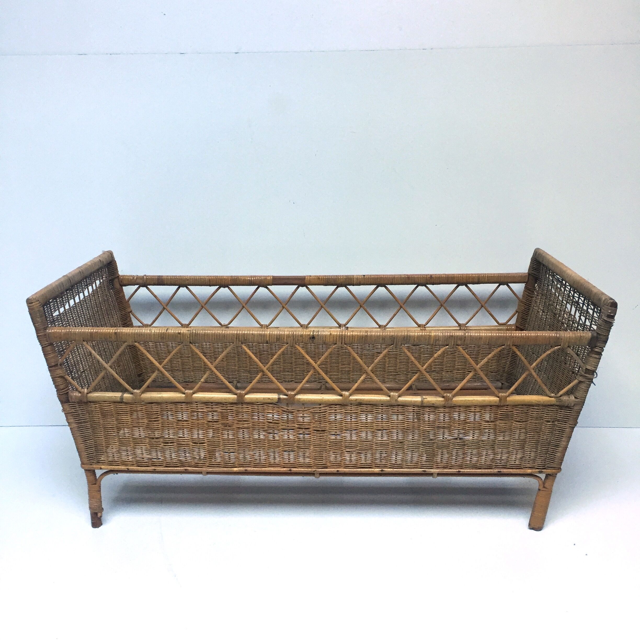 Vintage rattan and wicker bed