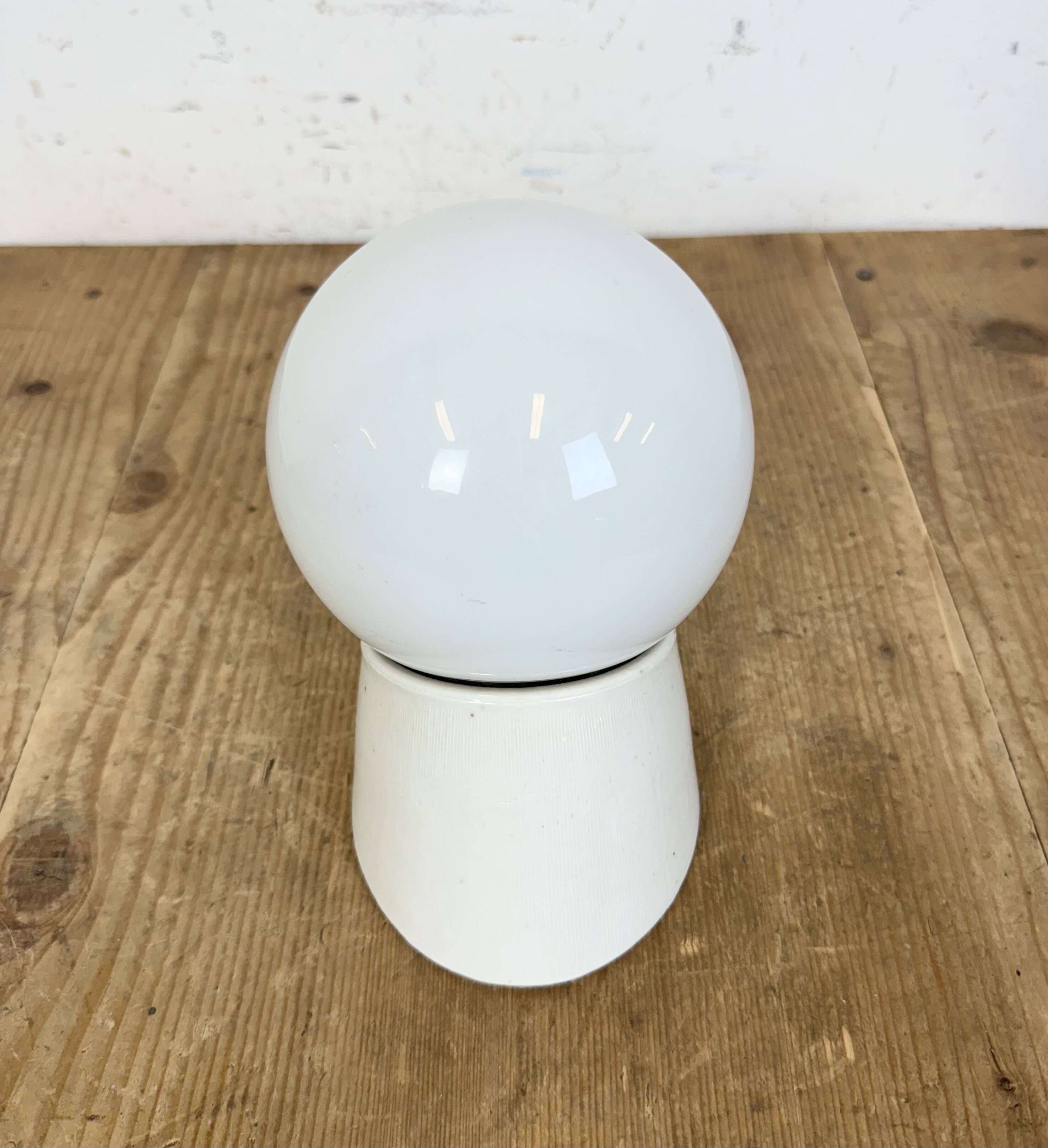 Vintage White Porcelain Wall Light, 1970s