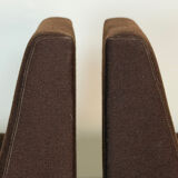 3 chauffeuses vintage – tissu brun & piètement chromé