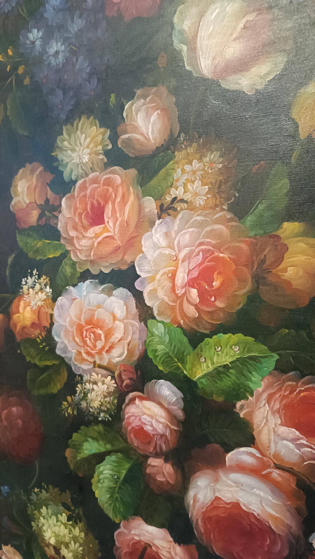 Grand tableau - huile sur toile - vase de fleurs - signé Arcangelo Monzio Compagnoni