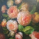 Grand tableau - huile sur toile - vase de fleurs - signé Arcangelo Monzio Compagnoni