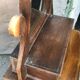 Rustic brown pine mirror, 1920s German style with decorative drawer casing.