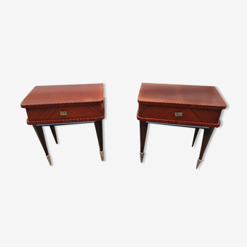 Paire de chevets 1950-60 en bois avec tiroir