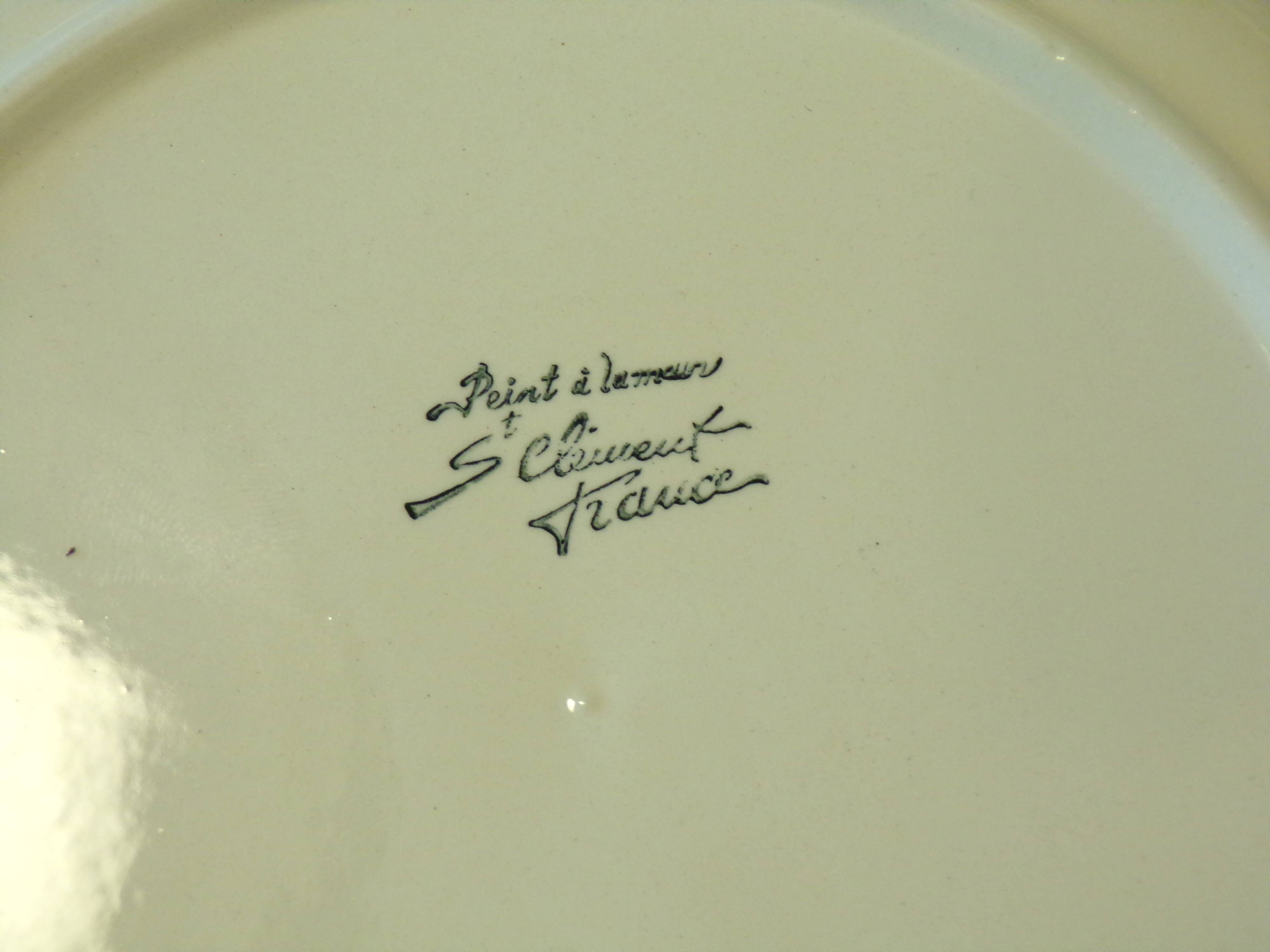 Set of 3 St Clément flower slip plates