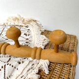 Vintage wooden wall coat rack 4 hooks