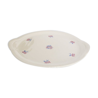 Round cake dish from the Moulin des Loups of Saint-Amand earthenware factory, Michel motif