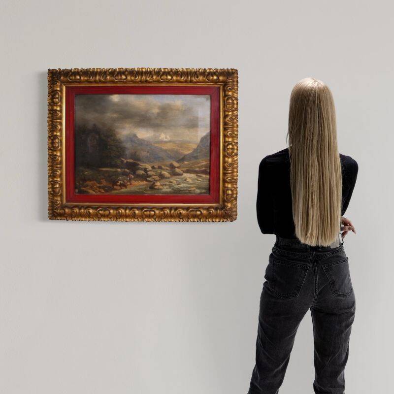 Peinture italienne, paysage signé et daté de 1846.