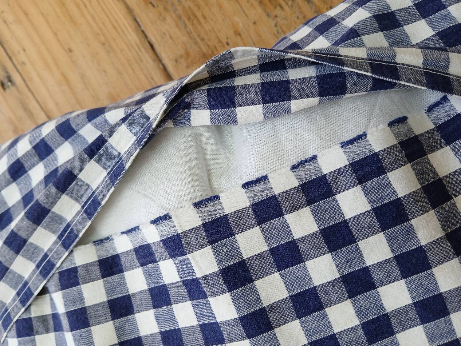 Set of 2 vintage cushions, blue gingham