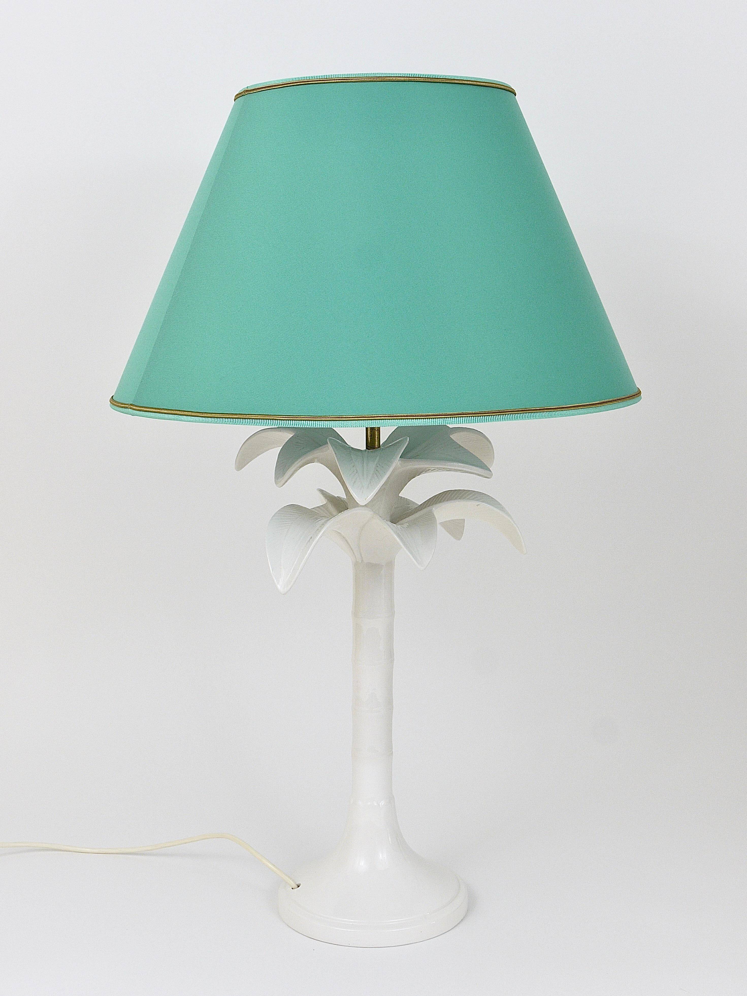 Lampe de table en faux bambou arbre de palmier blanc Tommaso Barbi, Italie, années 1970