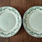 2 Badonviller flat plates, green champagne model