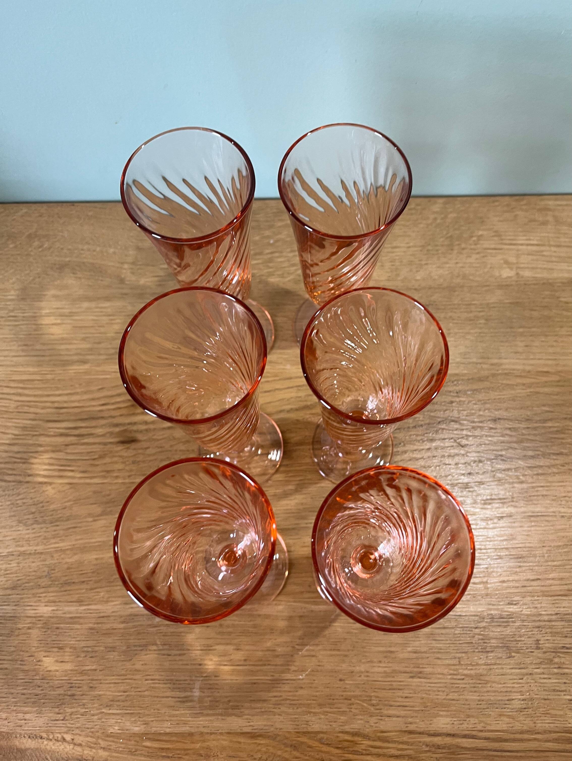6 Rosaline Twisted Pink Champagne Flutes