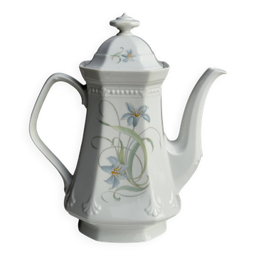 Théière Mitterteich Bavière à motifs de lys bleus