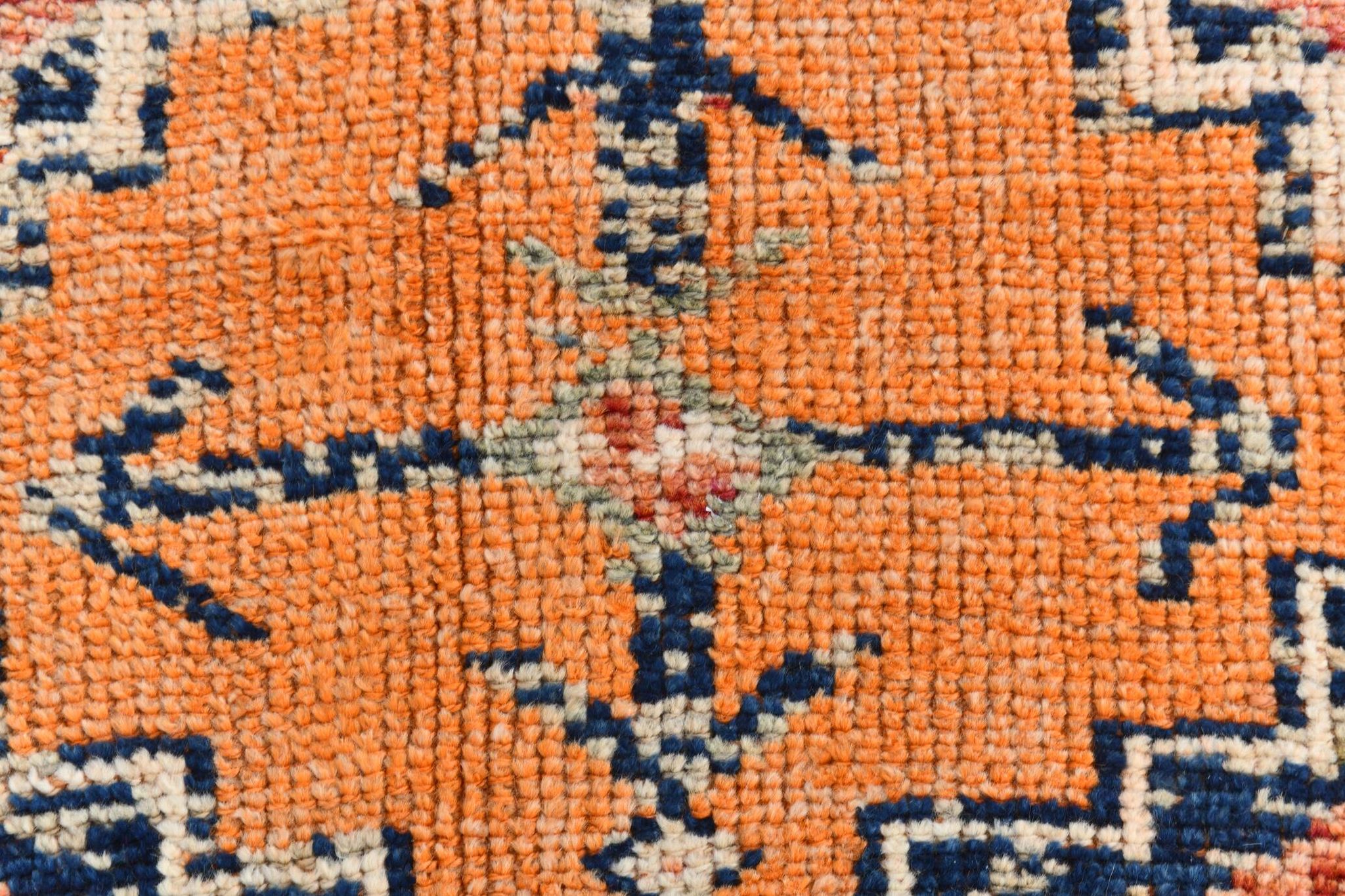 Red & Orange Geometric Pattern Vintage Runner Rug, 102x332Cm