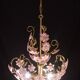 Vintage Murano Glass Chandelier Pink Flowers, 1970