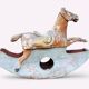 Ancien Cheval À Bascule XIXe Siècle En Bois Et Papier Mâché Peint
