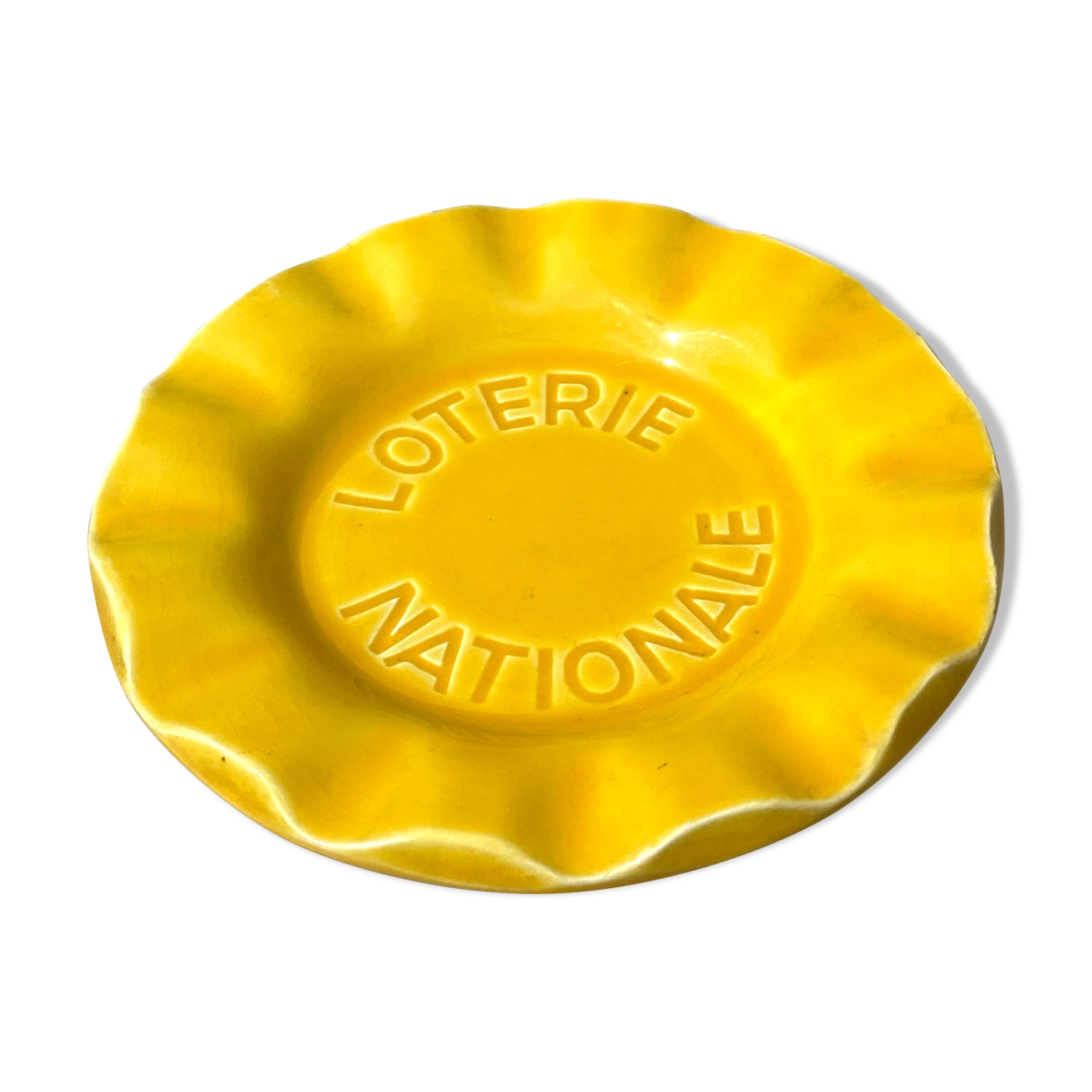 Empty cup ceramic pocket St Clément yellow National Lottery vintage 60s