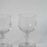 Set of 6 mismatched 19th century wine glasses