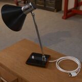 Black lacquered and chrome metal desk lamp, Italian design, circa 1970s