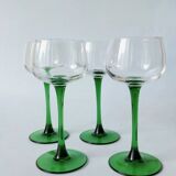 4 Verres à pied à vin alsacien vert