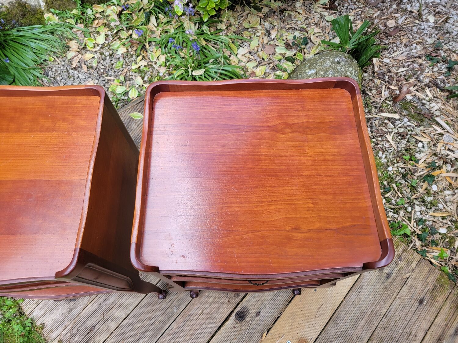 Pair of Louis XV bedside tables in cherry wood.