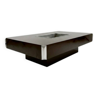 Vintage coffee table Willy Rizzo Alveo Mario Sabot chocolate lacquer