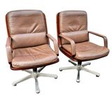 vintage leather and wood office/conference chair – st