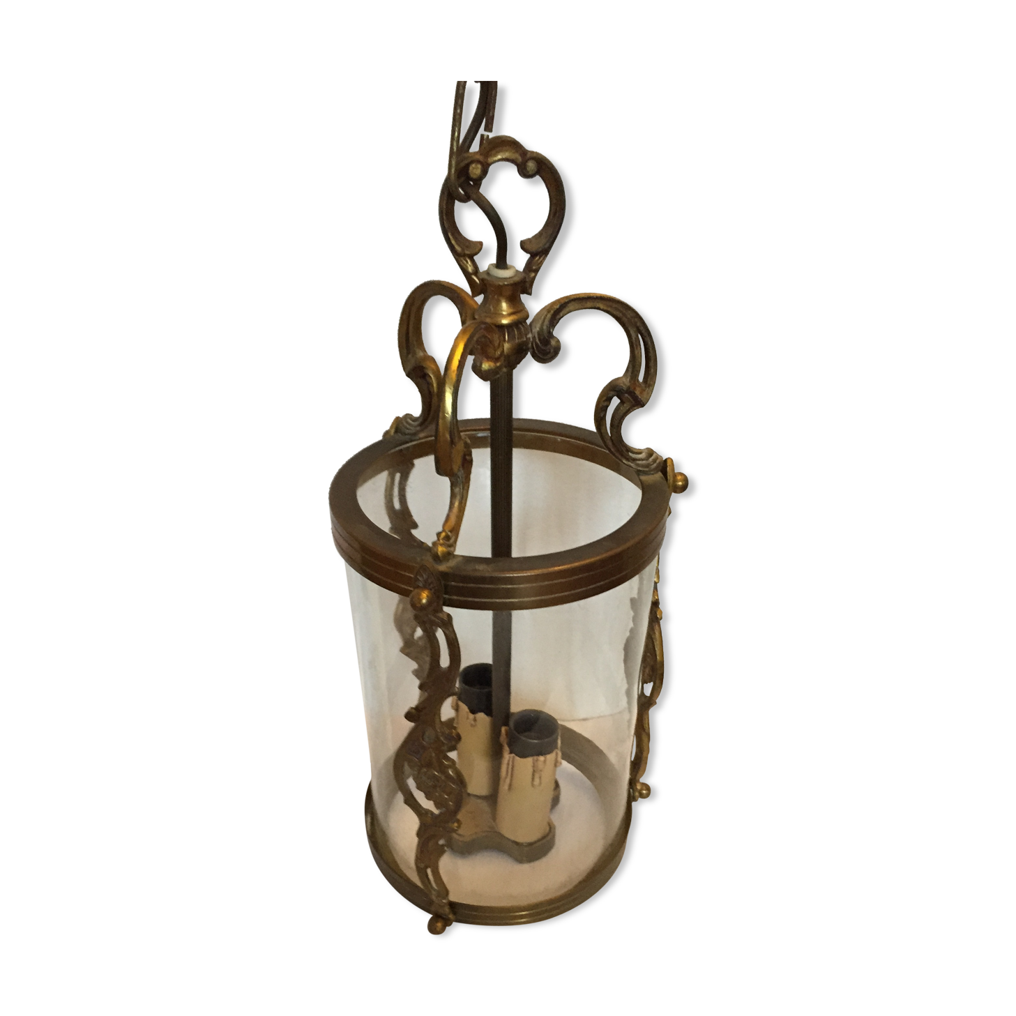 Old lantern in bronze and glass