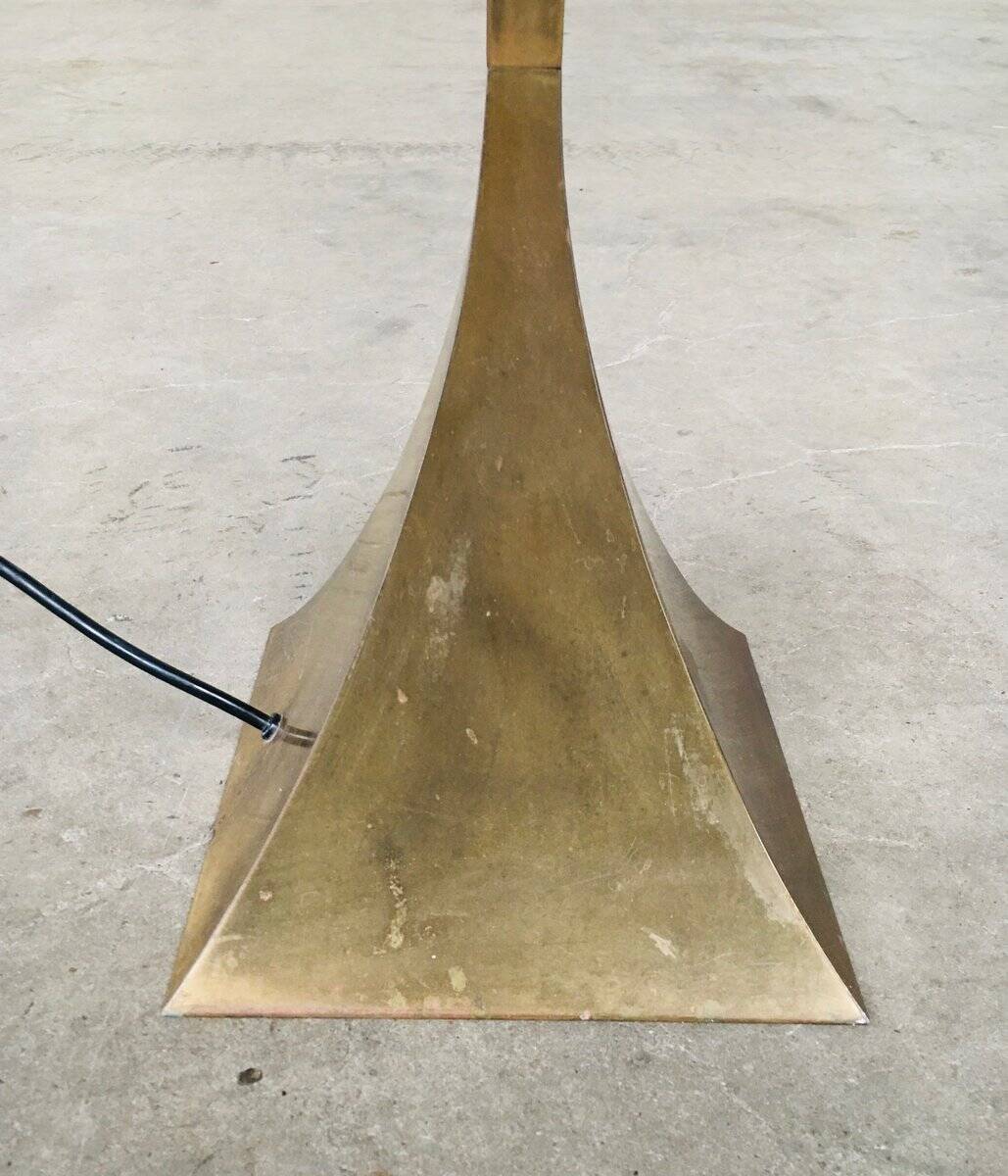 Postmodern Design Brass Fluted Torchiere Floor Lamp by Relco, Italy, 1980s