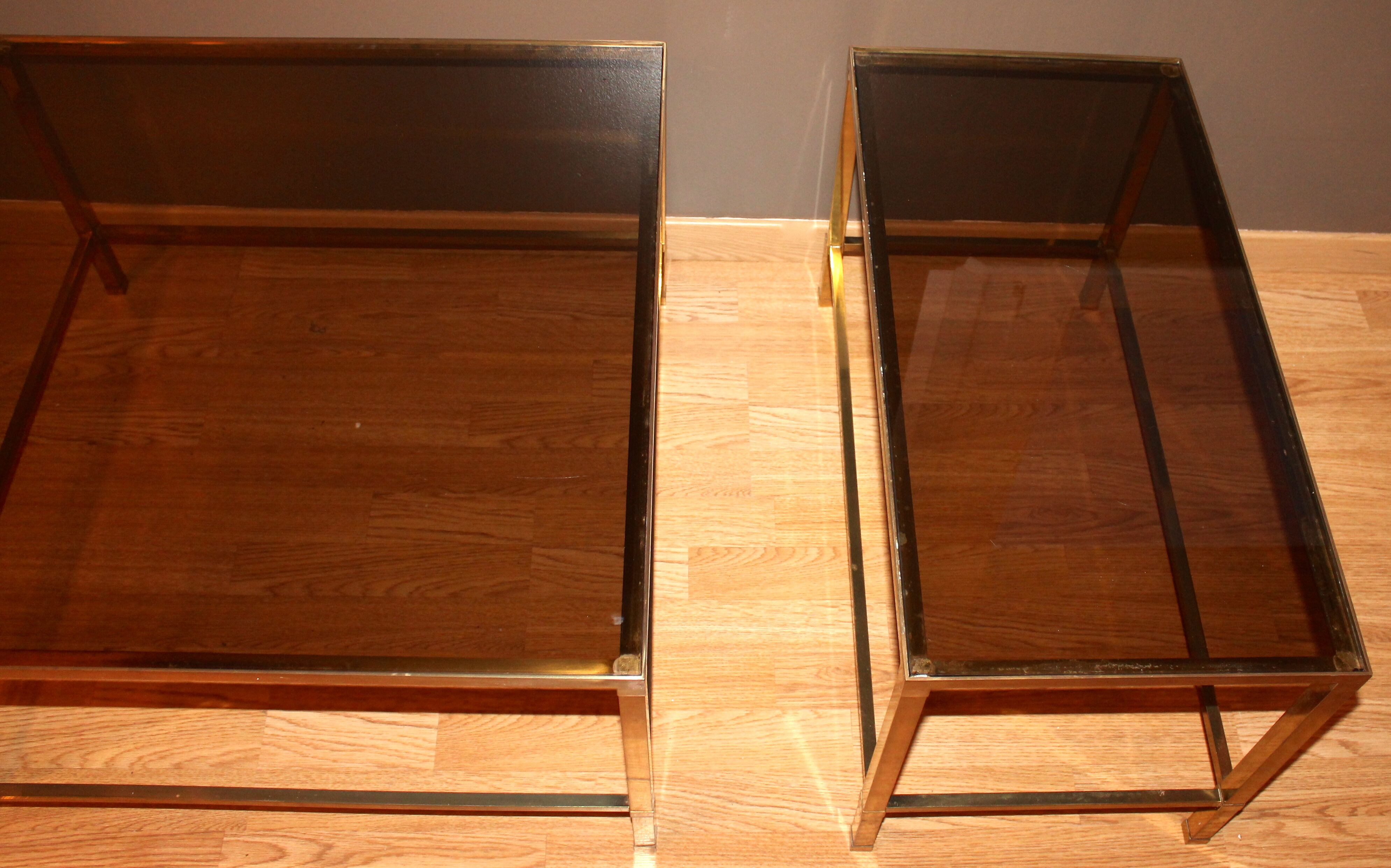 Set of 2 tables 60s/70s vintage brass
