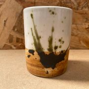 Ancien Pot Tasse Poterie De La Colombe Grès Beige Marron Vintage