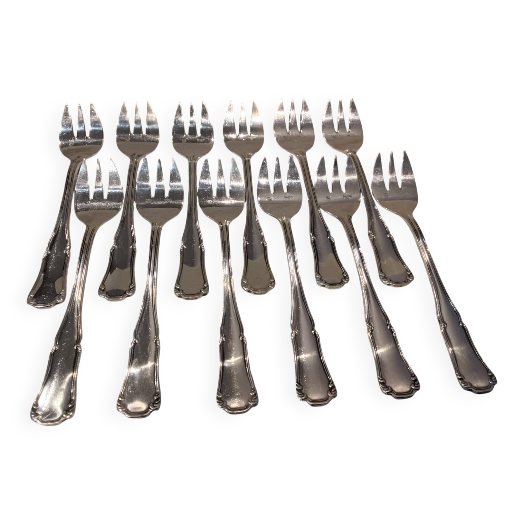12 silver-plated oyster forks by silversmith Ercuis Valencay
